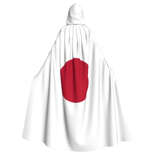 ZXERTG Kapuzenumhang mit japanischer Flagge, für Halloween, schwarzer Kapuzenumhang mit Kapuze, Hexe, Halloween-Kostüm von ZXERTG