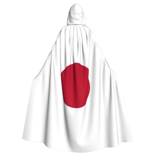 ZXERTG Kapuzenumhang mit japanischer Flagge, für Halloween, schwarzer Kapuzenumhang mit Kapuze, Hexe, Halloween-Kostüm von ZXERTG