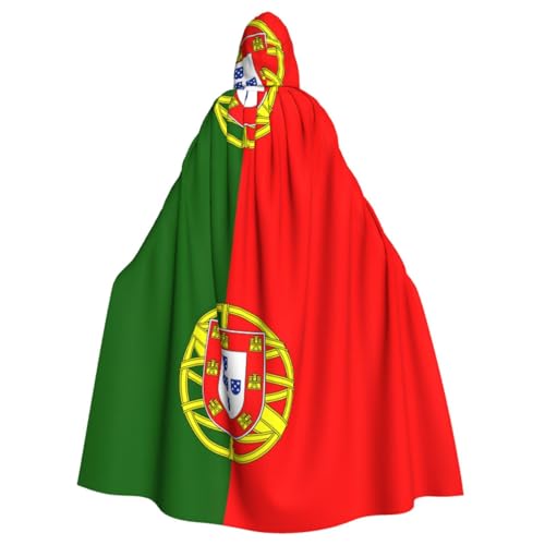 ZXERTG Kapuzenumhang mit portugiesischer Flagge, für Halloween, schwarzer Kapuzenumhang mit Kapuze, Hexe, Halloween-Kostüm von ZXERTG