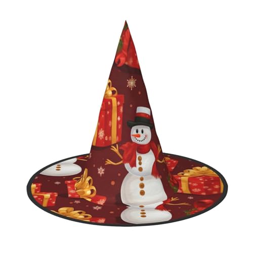 ZXERTG Weihnachtlicher Schneemann-Druck, Halloween-Essential, Hexenhut, Dekoration, Zaubererhut, Halloween-Hüte, Kostümhut für Damen und Herren von ZXERTG