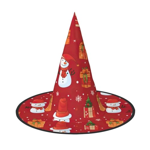 ZXERTG Weihnachtsgeschenk, Schneemann-Druck, Halloween, unverzichtbar, Hexenhut, Zaubererhut, Halloween-Hüte, Kostümhut für Damen und Herren von ZXERTG