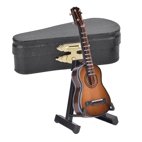 Musikinstrumentendekoration Miniatur-Gitarrenmodell Mini-Gitarre Desktop-Dekoration Ornamente(Brown) von ZXFJYUIP