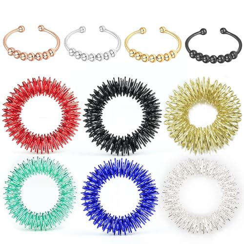 10 Stück Fidget Ring, Anti Stress Ring, Spinning Mit Perlen Offene Spinner Anxiety Ring, Für Stress Reduzierstück, Bessere Durchblutung Und Linderung Von Gelenkschmerzen Antistress Ring von ZXJLWR