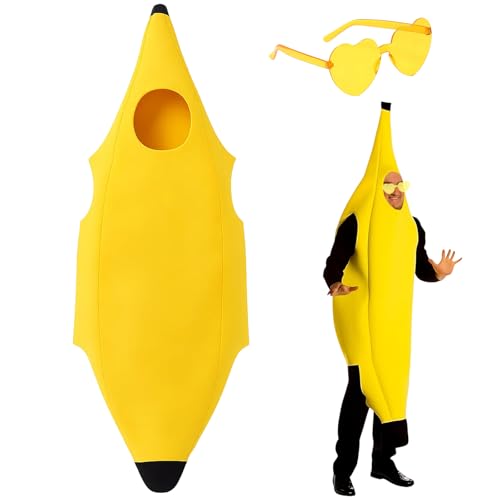 ZXJLWR Bananen Kostüm, Lustiges Kostüm Für Erwachsene, Perfekt Für Halloween Und Karneval, Inklusive Gelbe Brille, Größe 150-175 Cm ZXJLWR Bananen Kostüm, Lustiges Kostüm Für Erwachsene, Perfekt Für Halloween Und Karneval, Inklusive Gelbe Brille, Größe 150-175 Cm von ZXJLWR