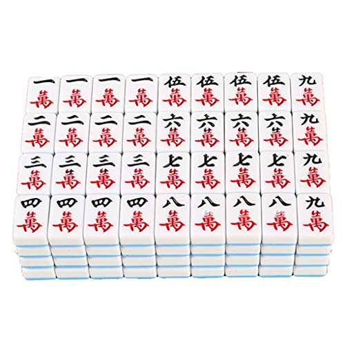 Mahjong-Set, MahJongg-Steine-Set, chinesische Version des Mahjong-Spielsets, einschließlich 146 Steinwürfeln, 2 Würfeln und wunderschöner Aufbewahrungstasche, chinesisches Mahjong-Spielset (Col (Weiß von ZXOPTY