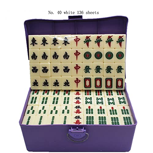 Mahjong-Set, MahJongg-Steine-Set, luxuriöses chinesisches Mahjong-Set, Mahjong-Spiele, Heimspiele, chinesisches Familientisch-Brettspiel, wunderbares Geschenk, chinesisches Mahjong-Spiel (Kunststoffb von ZXOPTY