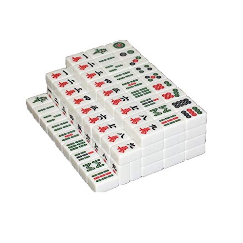 ZXOPTY Mahjong, neues tragbares chinesisches Mahjong-Set mit 144 Spielsteinen für Mahjong im chinesischen Stil, für Touristen zu Hause, klassisches Mah-Jongg-Spielset, Mahjong (Farbe: Weiß) (Weiß) von ZXOPTY