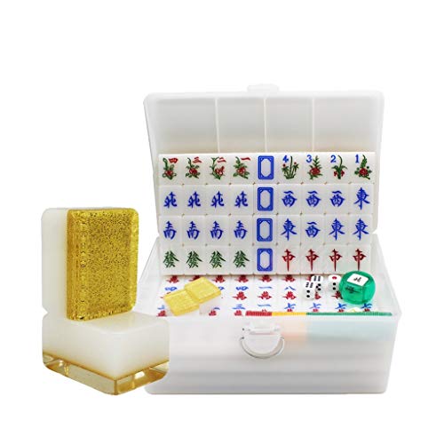 ZXOPTY Mahjong Classic Game Großes professionelles chinesisches Mahjong-Spielset, Tragetasche für die Reise, Pro, komplettes Mahjong-Spielset, Reisen, Familie, Freizeit, Reisen von ZXOPTY