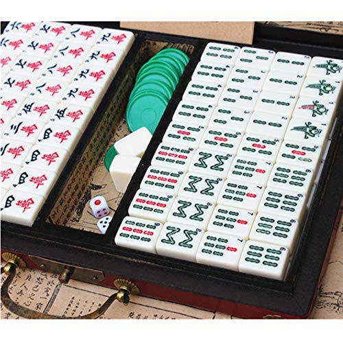 ZXOPTY Mahjong Mini Chinesisches Mahjong-Set mit 146 Stück, tragbares professionelles chinesisches Mahjong-Set mit Holzkoffer, Mah Jong von ZXOPTY