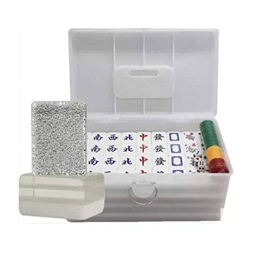 ZXOPTY Mahjong-Set, Chinesisches Mahjong-Set, Grünes Mahjong mit Tischdecke, Große Mahjong-Karte aus Acryl für die Familie, Lustiges Brettspiel für die Familie, Mit Plastikbox von ZXOPTY