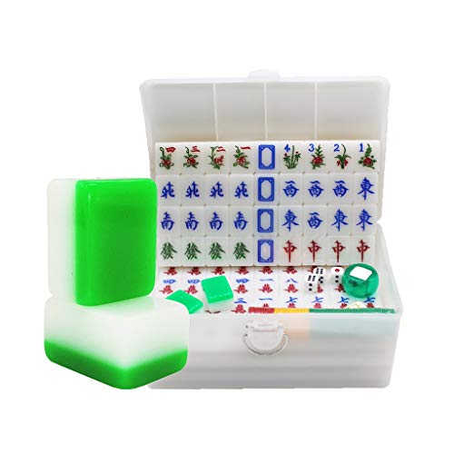 ZXOPTY Mahjong-Set, MahJongg-Steine-Set, Chinesisches Mahjong, 144 nummerierte Steine mit Tragetasche, komplettes Mahjong-Spielset, chinesisches Mahjong-Spielset (Grün 38) von ZXOPTY