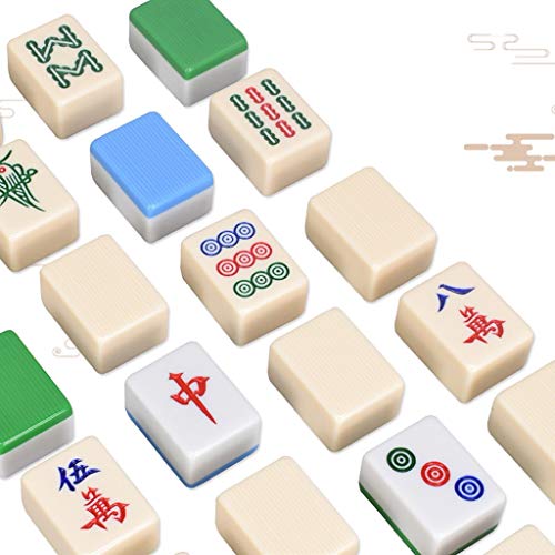 ZXOPTY Mahjong-Set, MahJongg-Steine-Set, Mahjong-Set, einschließlich 144 Steinen mit Tragetasche, leicht lesbares Spielset (Weiß 40) von ZXOPTY