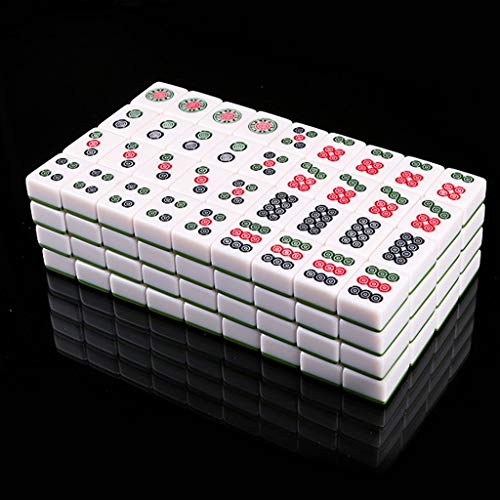 ZXOPTY Mahjong-Set, MahJongg-Steine-Set, Mahjong-Set, inklusive 144 Steinen und Einer Tragetasche für unterwegs, leicht lesbares Spielset (Smaragd 40) von ZXOPTY