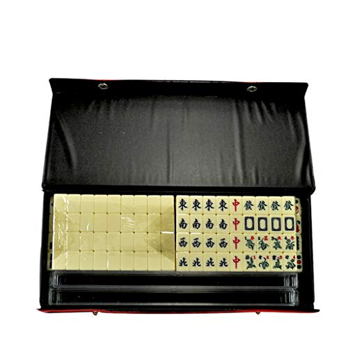 ZXOPTY Mahjong-Set, MahJongg-Steine-Set, Mini-Mahjong für unterwegs und unterwegs, tragbares, süßes Mahjong-Set mit 144 Steinen, Mini-Mahjong mit Aufbewahrungskoffer (leicht zu tragen) Ch von ZXOPTY