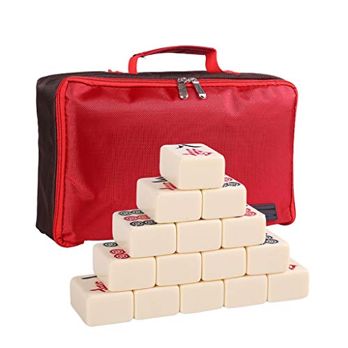 ZXOPTY Mahjong-Set, MahJongg-Steine-Set, chinesisches Mahjong, 144 nummerierte weiße und elfenbeinfarbene Steine, große Steine mit Tragetasche, komplettes Spielset (Weiß 36) von ZXOPTY