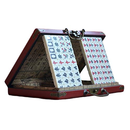 ZXOPTY Mahjong-Set, MahJongg-Steine-Set, chinesisches Mahjong-Set, traditionelles, leicht lesbares Spielset mit 144 Steinen, tragbares, leichtes Reise-Mahjong-Set mit Retro-Aufbewahrung von ZXOPTY