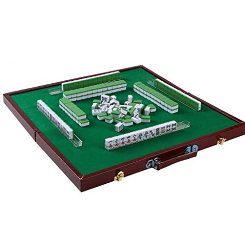 ZXOPTY Mahjong-Set, MahJongg-Steine-Set, chinesisches Mahjong-Set, tragbares Mini-Mahjong für unterwegs, Mahjong für Zuhause (Klapptisch, kann als Aufbewahrungsbox verwendet Werden), chinesisch von ZXOPTY