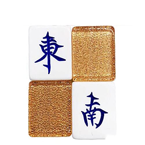 ZXOPTY Mahjong-Set, MahJongg-Steine-Set, chinesisches Mahjong-Spielset, Acrylsteine, Würfel und EIN Windanzeiger, traditionelles Mah-Jongg-Set, chinesisches Mahjong-Spielset (Col (Brass 40) von ZXOPTY