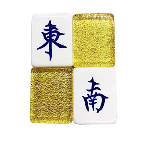 ZXOPTY Mahjong-Set, MahJongg-Steine-Set, chinesisches Mahjong-Spielset, Acrylsteine, Würfel und EIN Windanzeiger, traditionelles Mah-Jongg-Set, chinesisches Mahjong-Spielset (Col (Gelb 40)) von ZXOPTY