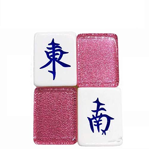 ZXOPTY Mahjong-Set, MahJongg-Steine-Set, chinesisches Mahjong-Spielset, Acrylsteine, Würfel und EIN Windanzeiger, traditionelles Mah-Jongg-Set, chinesisches Mahjong-Spielset (Col (Pink 40)) von ZXOPTY