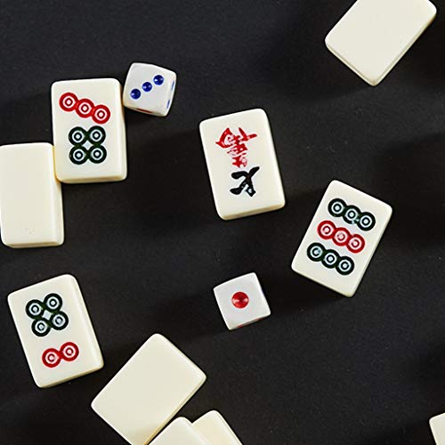 ZXOPTY Mahjong-Set, MahJongg-Steine-Set, chinesisches Mahjong-Spielset, Premium-Elfenbeinsteine, All-in-One-Rack/Pusher, komplettes Mahjong-Spielset, chinesisches Mahjong-Spielset von ZXOPTY