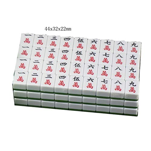 ZXOPTY Mahjong-Set, MahJongg-Steine-Set, importiert professionelles chinesisches Mahjong-Spielset, mittelgroßes tragbares Mahjong-Spielset – für chinesisches Spielen (grüne Handtasche) von ZXOPTY