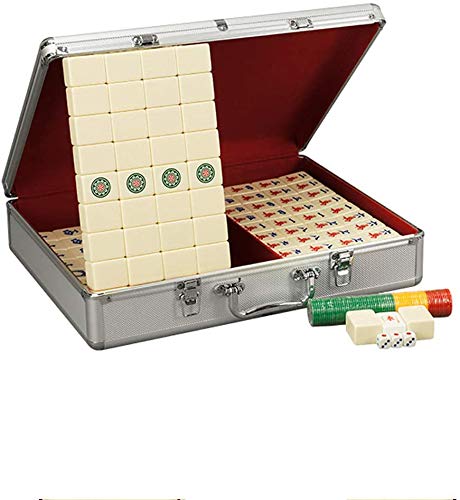 ZXOPTY Mahjong-Set – Exquisite Geschenkbox aus Aluminium, Produktion, Majong-Set, Mah Jong, Mah-Jongg-Sets Majiang, großer/Kleiner Stil (Beige X) von ZXOPTY