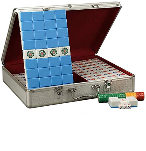 ZXOPTY Mahjong-Set – Exquisite Geschenkbox aus Aluminium, Produktion, Majong-Set, Mah Jong, Mah-Jongg-Sets Majiang, großer/Kleiner Stil (blaues X) von ZXOPTY