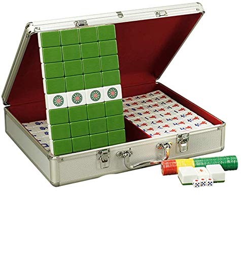 ZXOPTY Mahjong-Set – Exquisite Geschenkbox aus Aluminium, Produktion, Majong-Set, Mah Jong, Mah-Jongg-Sets Majiang, großer/Kleiner Stil (grünes X) von ZXOPTY