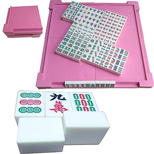 ZXOPTY Mahjong-Set Mini, 27 mm, Mahjong, Mahjong-Set, Partyspiel, traditionelles Spiel mit Mini-Tisch (Weiß, 27 mm, 144 Teile) (Weiß, 27 mm, 136 Teile) (Rosa, 27 mm, 136 Teile) von ZXOPTY