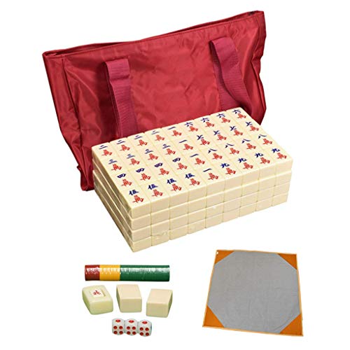 ZXOPTY Mahjong-Set – ausgewählte umweltfreundliche und gesunde Produktion, Boutique Majong-Set Mah Jong Mah Jongg-Sets Majiang, großer/Kleiner Stil (Beige X) von ZXOPTY