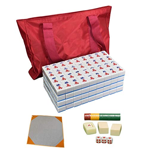 ZXOPTY Mahjong-Set – ausgewählte umweltfreundliche und gesunde Produktion, Boutique Majong-Set Mah Jong Mah Jongg-Sets Majiang, großer/Kleiner Stil (Blaues X) von ZXOPTY