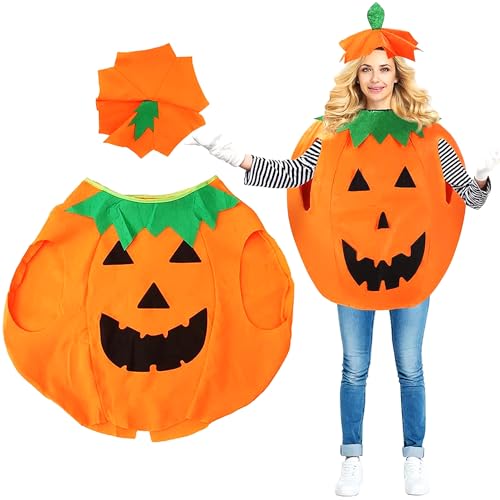 ZXYue Kürbis Kostüm Erwachsene, Halloween Kürbis Kostüm Damen Männer Kürbiskostüm mit Hut,Halloween Kürbiskostüm Erwachsene für Halloween Karneval Party Damen Herren Cosplay Kürbis von ZXYue