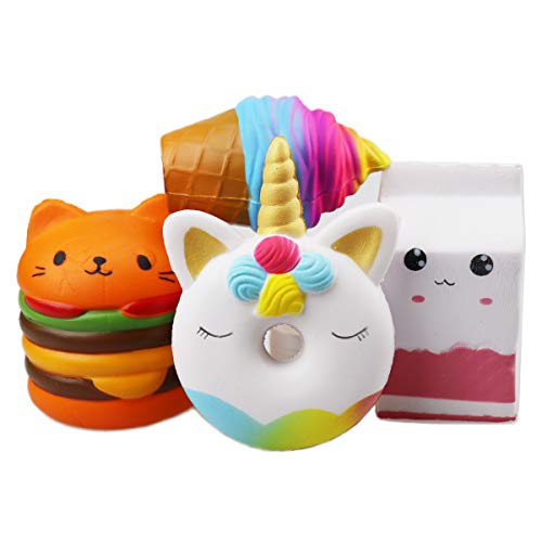 ZYDTRIP 4 Stück Squishy Spielzeug, Squeeze Stress Squishies Langsam Dekompression Creme Duftenden Geschenk für Kinder Erwachsene von ZYDTRIP