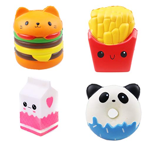 ZYDTRIP 4 Stück Squishy Spielzeug Niedliche Squishies Spielzeug Set Kawaii Party Geschenke Langsam steigendes Spielzeug für Kinder Erwachsene Mädchen Jungen von ZYDTRIP