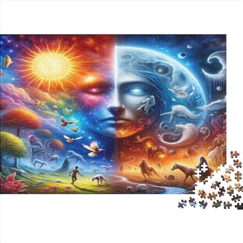 300-teiliges Puzzle Für Erwachsene Sun Moon 300-teiliges Puzzle-Kunstwerk Für Erwachsene Und Jugendliche. 300-teiliges Puzzle Aus Holz 300pcs (40x28cm) von ZYGAOKDD