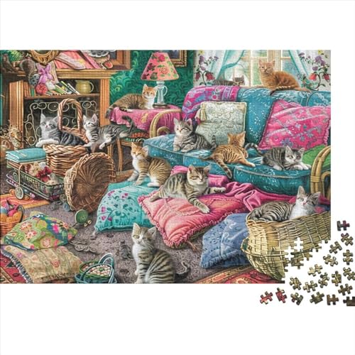 Puzzles 300 Teile Für Erwachsene Cute Kitten 300 Teile Puzzle Lernspiele Heimdekoration Puzzle Holzpuzzle 300pcs (40x28cm) von ZYGAOKDD