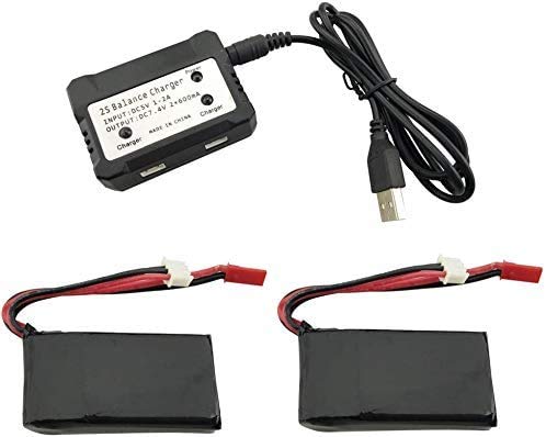 ZYGY 2PCS 7.4V 980mah Lithium Batterie & Balance Ladegerät für Wltoys V262 V912 V915 V921 Ferngesteuertes Flugzeug von ZYGY