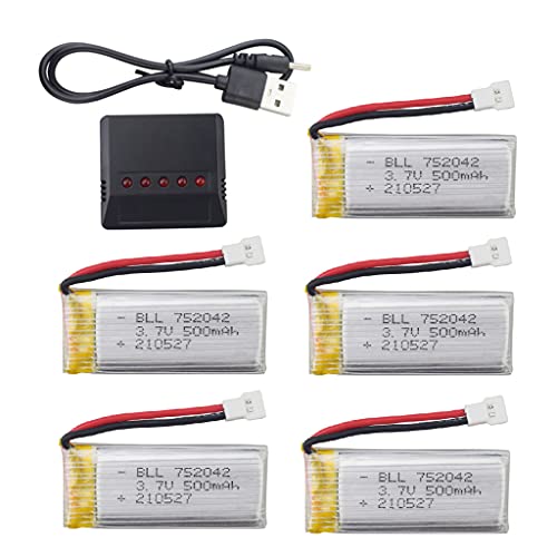 ZYGY 5x3.7V 500mAh Akku&Ladegeräte für H31 H37 H6D Hubsan X4 FPV H107C H107D H107L H107P H108 JXD392 JXD388 JXD385 UDI U816A SYMA X5C X5SW HS170 HS170C HS170G F180W F180C TR-C385 TR-P51 TR-F22 von ZYGY