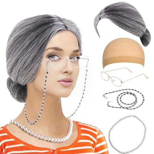 ZYHARUKO Kinder-Kostüm-Set für 100 Schultage, alte Dame, Mädchen, für Halloween, Cosplay, Requisiten, Pretend To Be Oma ZYHARUKO Kinder-Kostüm-Set für 100 Schultage, alte Dame, Mädchen, für Halloween, Cosplay, Requisiten, Pretend To Be Oma von ZYHARUKO