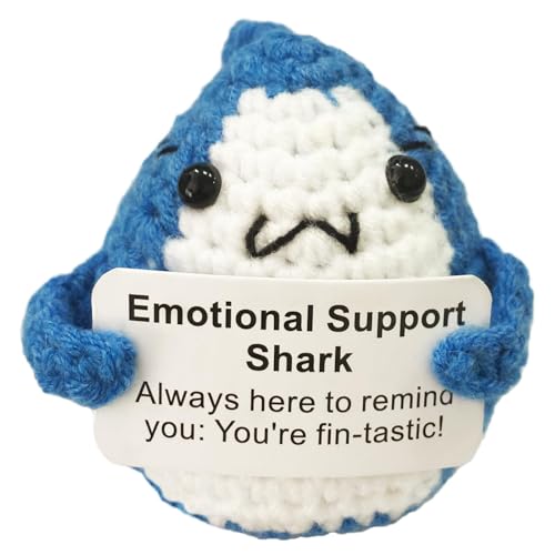 Emotionaler Unterstützungs-Häkelhai - Handgemachtes Kuscheltier für positive Energie, Motivationsgeschenk für Hai-Liebhaber, Stressabbau, einzigartiges Mutmacher-Geschenk für Frauen, Männer und Kinder von ZYJBD