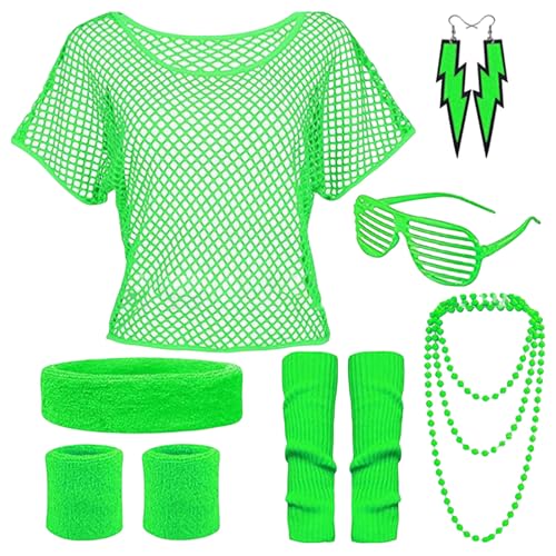 ZYKEJJDDAK 80er Jahre Kostüm Zubehör Set für Damen Sonnenbrille Stirnband Hemd Halskette Armband 80er Jahre Party ZYKEJJDDAK 80er Jahre Kostüm Zubehör Set für Damen Sonnenbrille Stirnband Hemd Halskette Armband 80er Jahre Party von ZYKEJJDDAK