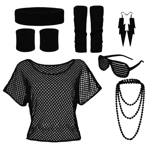 ZYKEJJDDAK 80er Jahre Kostüm Zubehör Set für Damen Sonnenbrille Stirnband Hemd Halskette Armband 80er Jahre Party ZYKEJJDDAK 80er Jahre Kostüm Zubehör Set für Damen Sonnenbrille Stirnband Hemd Halskette Armband 80er Jahre Party von ZYKEJJDDAK