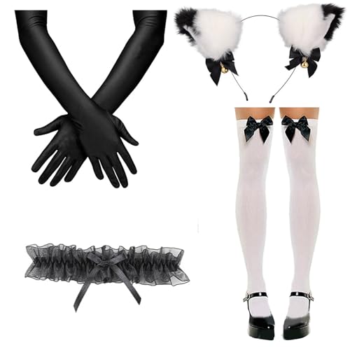 ZYKEJJDDAK Catgirl Kostüm Zubehör Katzen Ohr Stirnband Spitze Kragen Halskette Handschuhe und Strumpf für Frauen Mädchen ZYKEJJDDAK Catgirl Kostüm Zubehör Katzen Ohr Stirnband Spitze Kragen Halskette Handschuhe und Strumpf für Frauen Mädchen von ZYKEJJDDAK