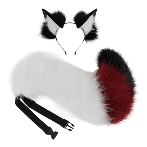 ZYKEJJDDAK Fuchs Ohren Stirnband mit Schwanz Katzen Ohr und Schwanz Set Halloween Cosplay Party Füchse Kostüm Zubehör ZYKEJJDDAK Fuchs Ohren Stirnband mit Schwanz Katzen Ohr und Schwanz Set Halloween Cosplay Party Füchse Kostüm Zubehör von ZYKEJJDDAK