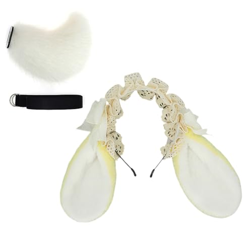 ZYKEJJDDAK Hasenohren Stirnband Kunstpelze Schwanz Tierohren Stirnbänder Kurze Hasenschwanz Halloween Cosplay Kostüm ZYKEJJDDAK Hasenohren Stirnband Kunstpelze Schwanz Tierohren Stirnbänder Kurze Hasenschwanz Halloween Cosplay Kostüm von ZYKEJJDDAK