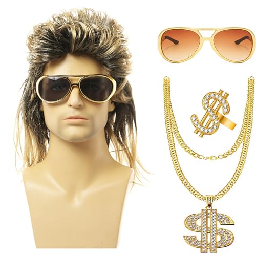 ZYKEJJDDAK Herren 80er Jahre Disco Kostüm Zubehör Set Frauen Hippie Kostüm Set Lockige Halskette Sonnenbrille für Disco Thema ZYKEJJDDAK Herren 80er Jahre Disco Kostüm Zubehör Set Frauen Hippie Kostüm Set Lockige Halskette Sonnenbrille für Disco Thema von ZYKEJJDDAK