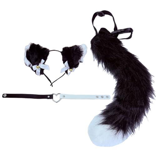 ZYKEJJDDAK Katzen Kostüme Wolf Fuchs Ohren Stirnband Katzen Schwanz Herz Choker für Weihnachten Halloween Cosplay Party Kostüm ZYKEJJDDAK Katzen Kostüme Wolf Fuchs Ohren Stirnband Katzen Schwanz Herz Choker für Weihnachten Halloween Cosplay Party Kostüm von ZYKEJJDDAK