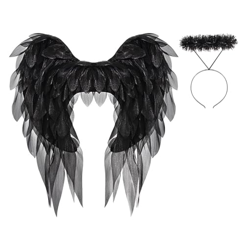 ZYKEJJDDAK Kostüm Flügel und Heiligenschein Stirnband Feen Engelsflügel Halloween Cosplay Party Kostüme für Frauen Mädchen ZYKEJJDDAK Kostüm Flügel und Heiligenschein Stirnband Feen Engelsflügel Halloween Cosplay Party Kostüme für Frauen Mädchen von ZYKEJJDDAK
