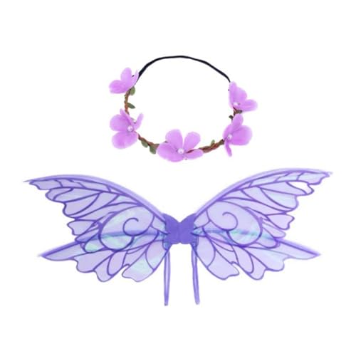 ZYKEJJDDAK Zauberhafte Elfen Schmetterlingsflügel und Blumen Stirnband Set Dress Up Foto Requisiten Halloween Cosplay Kostüm ZYKEJJDDAK Zauberhafte Elfen Schmetterlingsflügel und Blumen Stirnband Set Dress Up Foto Requisiten Halloween Cosplay Kostüm von ZYKEJJDDAK